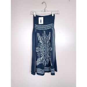 NEW Kendall & James Cover Up Women OS Stretch Band Navy Blue Medallion Paisley